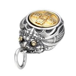 VOYADE S925 Sterling Silber Personalisierte Geld Schildkröte Anhänger, Geist Schildkröte Anhänger Halskette Für Männer Und Frauen,Silber,Pendant + Chain 60cm von VOYADE