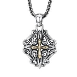 VOYADE S925 Sterling Silber Personalisierte Kruzifix Anhänger, Männer Und Frauen Gothic Kreuz Anhänger Halskette,Silber,Single Pendant von VOYADE