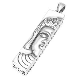 VOYADE S925 Sterling Silber Personalisierter Anitta Buddha Durchbrochener Anhänger, Halber Buddha Anhänger Halskette Für Herren,Silber,Pendant + Chain 50cm von VOYADE
