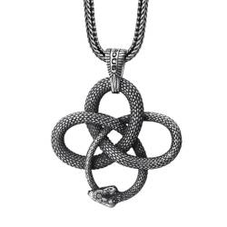 VOYADE S925 Sterling Silber Verschlingende Schlange Anhänger, Männer Geist Schlange Gewickelt Um Anhänger Halskette,Silber,Pendant + Chain 70cm von VOYADE