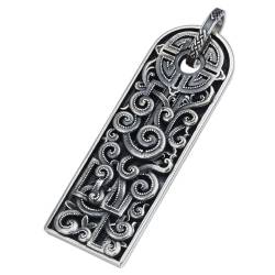 VOYADE S925 Sterling Silber Vintage Langlebigkeit Muster Anhänger, Personalisierte Chinesische Anhänger Halskette Für Männer Und Frauen,Silber,Pendant + Chain 65cm von VOYADE