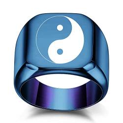 VOYADE Yin Yang Symbol Ring Herren Tai Chi Yin Yang Balance Ring Edelstahl Taoistischer Zen Amulett Siegelring,Blau,6 von VOYADE