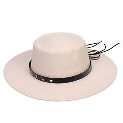 VPbao Damen Mädchen Wolle Breite Krempe Filz Bowler Fedora Hut Lady Floppy Cloche Derby Kirche Party Hüte - Faltbar, beige, Einheitsgröße von VPbao