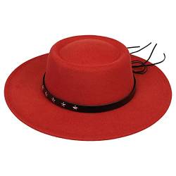 VPbao Damen Mädchen Wolle Breite Krempe Filz Bowler Fedora Hut Lady Floppy Cloche Derby Kirche Party Hüte - Faltbar, ziegelrot, Einheitsgröße von VPbao