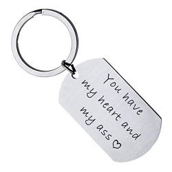 VPbao Schlüsselanhänger mit Aufschrift "You Have My Heart and Ass", Edelstahl, Geschenk für Valentinstag Gr. Einheitsgröße, Einteiler von VPbao