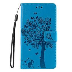 VQWQ Geldbörse Hülle für Oppo F11 - Schmetterling Blume Wallet Klapphülle Handytasche Cover Stand Magnet Kreditkartenfach Leder Purse Case Oppo F11 [MS] -Blue von VQWQ