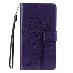 VQWQ Geldbörse Hülle für Sony Xperia L4 - Schmetterling Blume Wallet Klapphülle Handytasche Cover Stand Magnet Kreditkartenfach Leder Purse Case Sony Xperia L4 [MS] -Purple von VQWQ