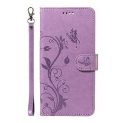 VQWQ Geldbörse Hülle für iPhone 8 - Schmetterling Blume Wallet Klapphülle Handytasche Cover Stand Magnet Kreditkartenfach Leder Purse Case iPhone 8 / iPhone 7 4.7" [XHS] -Purple von VQWQ