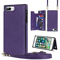 VQWQ zum Umhängen Geldbörse Hülle für iPhone 6 Plus - Wallet Klapphülle Handytasche Cover Stand RFID Blocking Kreditkartenfach Leder Purse Case iPhone 6 Plus/iPhone 6S Plus 5.5" [018] -Purple von VQWQ