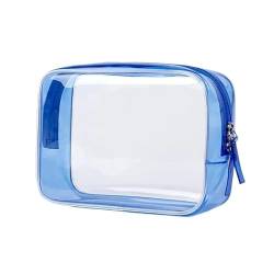 1pc PVC Frauen Make-Up Taschen Transparente Kosmetik Tasche Beauty Case Zipper Klar Reise Veranstalter Lagerung Bad Kulturbeutel Waschen Beutel (Color : Blue) von VRILU