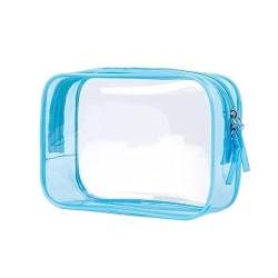 1pc PVC Frauen Make-Up Taschen Transparente Kosmetik Tasche Beauty Case Zipper Klar Reise Veranstalter Lagerung Bad Kulturbeutel Waschen Beutel (Color : Light Blue) von VRILU