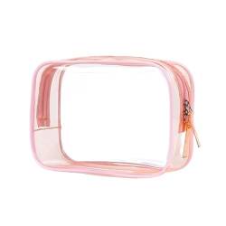 1pc PVC Frauen Make-Up Taschen Transparente Kosmetik Tasche Beauty Case Zipper Klar Reise Veranstalter Lagerung Bad Kulturbeutel Waschen Beutel (Color : Pink) von VRILU