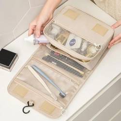 Frauen Make-Up Taschen Reise Kosmetik Tasche Toilettenartikel Organizer wasserdichte Lagerung Neceser Hängen Badezimmer Waschbeutel (Color : Black) von VRILU