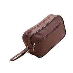 Männer Reise Make-Up Taschen Oxford Tuch Reißverschluss Kosmetiktasche Reise Kulturbeutel Kosmetik Organizer Aufbewahrungstasche Große Kapazität (Color : Brown) von VRILU