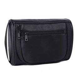 Männer wasserdichte Reise Kulturbeutel Kosmetikerin Kulturbeutel Badezimmer Leder Business Rasiertasche Damen Duschtasche mit stabilem Griff (Color : PU Leather) von VRILU