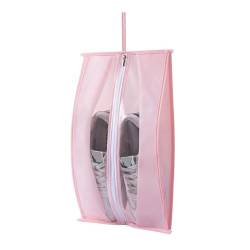 PEVA Staubdichte Aufbewahrungstasche for Schuhe, transparent, wasserdicht, Schuh-Organizer, Reißverschlusstasche, Reise-Schuhhalter, Tasche, Schrankhalter (Color : Pink, Size : L-30X40cm) von VRILU