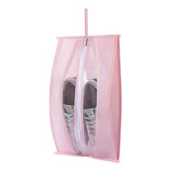 PEVA Staubdichte Aufbewahrungstasche for Schuhe, transparent, wasserdicht, Schuh-Organizer, Reißverschlusstasche, Reise-Schuhhalter, Tasche, Schrankhalter (Color : Pink, Size : S-20X40cm) von VRILU