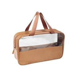 Quadratischer Make-up-Organizer, Aufbewahrungstasche for Damen, großes Toilettenset, Reise-Kulturbeutel, Organizer, Kosmetiktasche for Damen (Color : Coffee, Size : L 1PC) von VRILU