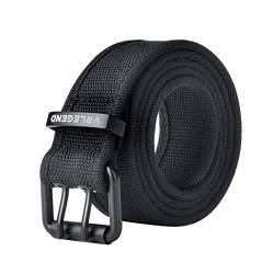 VRLEGEND Gürtel Herren Canvas Gürtel 120-180cm Jeans Gürtel Stoffgürtel Outdoor Casual Gürtel Militär Leinwand Stoff Gürtel Jeansgürtel Belts (110cm, Schwarz) von VRLEGEND