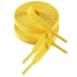 VSUDO 100 cm Länge Gelb Flach Sneaker Schnürsenkel, 8mm Breite Gelb Turnschuhe Schuhband, Golden Yellow Sneaker Shoelace, Ersatz Sportschuhe Schnürsenkel für Frauen oder Männer (1 Paar-Gelb-100cm) von VSUDO