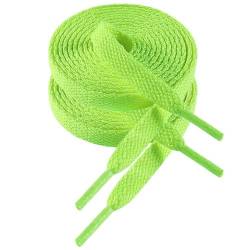 VSUDO 100 cm Länge Neongrün Flach Sneaker Schnürsenkel, 8mm Neongrün Turnschuhe Schuhband, Neon Green Sneaker Shoelace, Ersatz Sportschuhe Schnürsenkel für Frauen oder Männer (1 Paar-Neongrün-100cm) von VSUDO