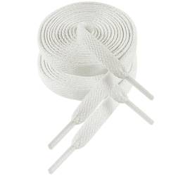 VSUDO 100 cm Länge Weiß Flach Sneaker Schnürsenkel, 8mm Breite Weiss Turnschuhe Schuhband, White Sneaker Shoelace, Ersatz Sportschuhe Schnürsenkel für Frauen oder Männer (2 Paare-Weiß-100cm) von VSUDO