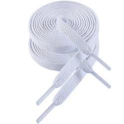 VSUDO 140 cm Länge Schneeweiß Flach Sneaker Schnürsenkel, 8mm Breite Turnschuhe Schuhband, Snow White Sneaker Shoelace, Ersatz Sportschuhe Schnürsenkel für Frauen oder Männer (1 Paar-Schneeweiß-140cm) von VSUDO