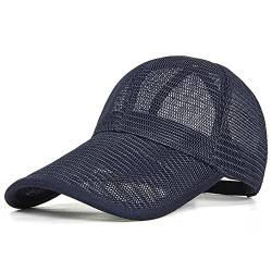 Sommer Mesh Cap Verlängerte Krempe Baseballkappe Vergrößerter Kopfumfang Basecap Sonnenschutz Cappy Atmungsaktiv Schnelltrocknend Baseball Cap Leichte Sport Cap für Herren und Damen(Dunkelblau,L) von VSUSN