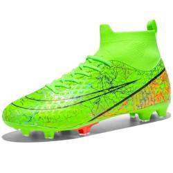 VTASQ Fußballschuhe Herren High Top Spike Kunstrasen Fussballschuhe Kinder Jungen Stollen Cleats Professionelle Athletics Trainingsschuhe Outdoor Sport Fußball Stiefel Grün EU 37 von VTASQ