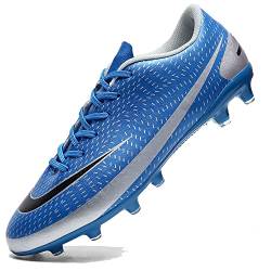 VTASQ Fußballschuhe Herren Microfaser Cleats Athletics Fußballschuhe Erwachsene Trainingsschuhe Professionelle Outdoor Sport Football Schuhe Blau 39EU von VTASQ