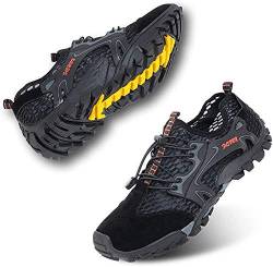 VTASQ Herren Wanderschuhe Sportsandale Outdoor Sommer Hiking Sandale Atmung Mesh Trekkingschuhe Leichte Barfußschuhe Anti-Rutsch Atmungsaktiv Schnell Trocknend Schwarz 40 EU von VTASQ