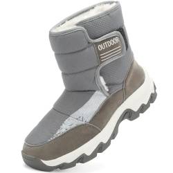 VTASQ Schneestiefel Damen Winter Gefüttert Hoch Outdoor Winterstiefel Warme Wasserdicht Winterschuhe Grau 37EU von VTASQ