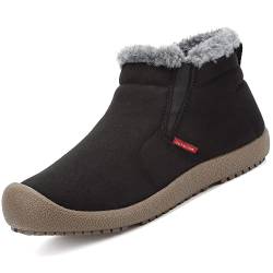 VTASQ Winterstiefel Herren Winterschuhe Gefüttert Warme Schneestiefel Outdoor Rutschfest Kurzschaft Boots Slip On Schwarz-1 42 EU von VTASQ