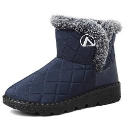 VTASQ Winterstiefel Winter-Schneestiefel für Herren Damen Wasserdicht Warme Gefüttert Schneestiefel Winterschuhe Rutschfest Stiefeletten pelzgefütterte Winter Boots Blau EU 41 von VTASQ