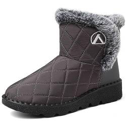 VTASQ Winterstiefel Winter-Schneestiefel für Herren Damen Wasserdicht Warme Gefüttert Schneestiefel Winterschuhe Rutschfest Stiefeletten pelzgefütterte Winter Boots Grau EU 39 von VTASQ