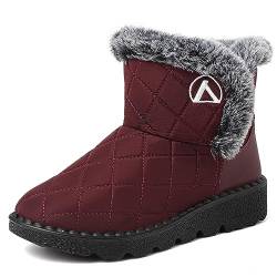 VTASQ Winterstiefel Winter-Schneestiefel für Herren Damen Wasserdicht Warme Gefüttert Schneestiefel Winterschuhe Rutschfest Stiefeletten pelzgefütterte Winter Boots Rot EU 39 von VTASQ