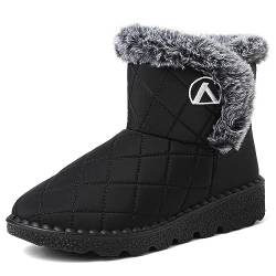 VTASQ Winterstiefel Winter-Schneestiefel für Herren Damen Wasserdicht Warme Gefüttert Schneestiefel Winterschuhe Rutschfest Stiefeletten pelzgefütterte Winter Boots Schwarz EU 37 von VTASQ