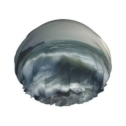 Stormy Sea Print Duschhaube, elastisch, wiederverwendbar, wasserdicht, doppellagig, Haarkappe für Damen und Herren von VTCTOASY