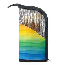 Make up Tasche klein,Make up Reisetasche,bunter Streifenregenbogen der abstrakten Kunst,Make up Organizer Tasche von VTGHDEEQ