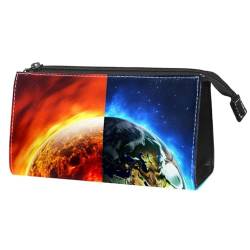 Make up Taschen Organizer,Kosmetiktaschen für Frauen,3D Yin Yang Klatsch Sonne Erde,kleine Make up Tasche von VTGHDEEQ