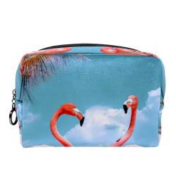 Make up Taschen Organizer,Kosmetiktaschen für Frauen,Flamingos Sandstrand Sommer,kleine Make up Tasche von VTGHDEEQ