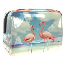 Make up Taschen Organizer,Kosmetiktaschen für Frauen,Flamingos Sandstrand Sommer,kleine Make up Tasche von VTGHDEEQ