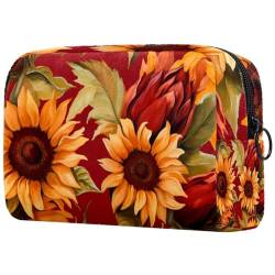 Make up Taschen Organizer,Kosmetiktaschen für Frauen,Herbst Sonnenblume Blume,kleine Make up Tasche von VTGHDEEQ