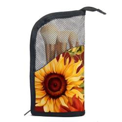 Make up Taschen Organizer,Kosmetiktaschen für Frauen,Herbst Sonnenblume Blume,kleine Make up Tasche von VTGHDEEQ