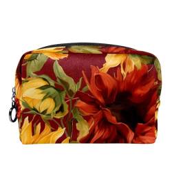 Make up Taschen Organizer,Kosmetiktaschen für Frauen,Herbst Sonnenblume Blume,kleine Make up Tasche von VTGHDEEQ