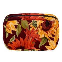 Make up Taschen Organizer,Kosmetiktaschen für Frauen,Herbst Sonnenblume Blume,kleine Make up Tasche von VTGHDEEQ