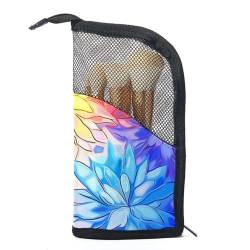 Make up Taschen für Damen,Kulturbeutel für Herren,Abstrakte Regenbogenfarbenblumen Gänseblümchen,Reise Kosmetiktasche von VTGHDEEQ