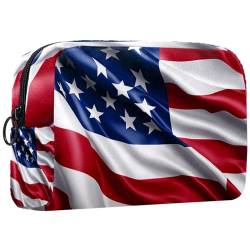 Make up Taschen für Damen,Kulturbeutel für Herren,Amerikanische Flagge,Reise Kosmetiktasche von VTGHDEEQ