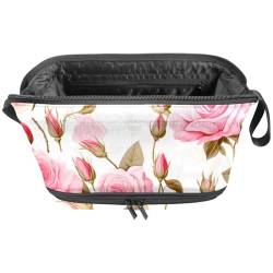 Make up Taschen für Damen,Kulturbeutel für Herren,Blumen rosa Blume Rose,Reise Kosmetiktasche von VTGHDEEQ