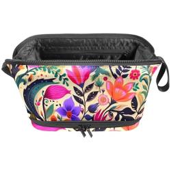 Make up Taschen für Damen,Kulturbeutel für Herren,Blumenmuster Farbe Pflanze,Reise Kosmetiktasche von VTGHDEEQ